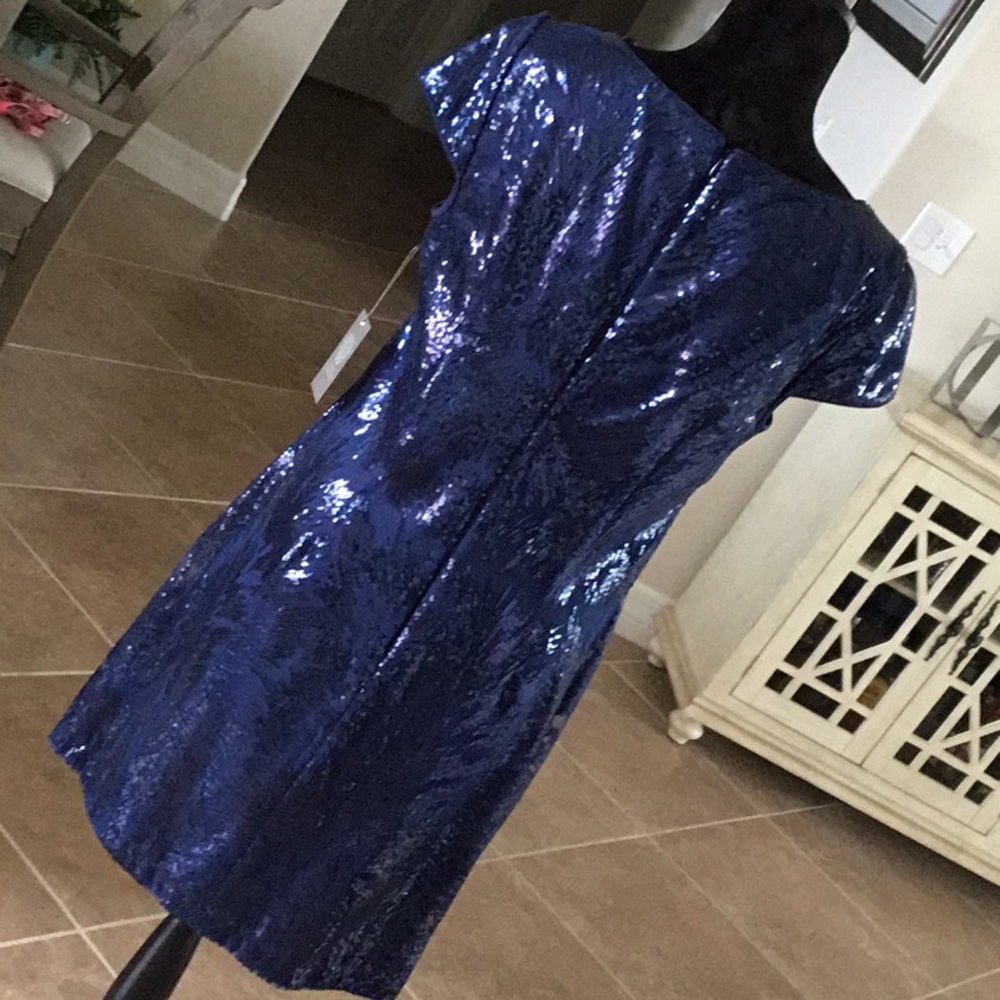 Vince Camuto  sequin sheath dress, blue, NWT - Picture 6 of 10